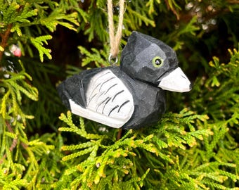 Ring-Neck Duck Wooden Ornament Figurine Statue Miniature Bird Décor Decoy Art Sculpture Small Animal