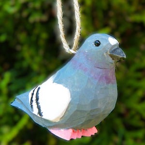 Pigeon Ornament Wood Bird Hanging Figurine Handmade Carved Decoration