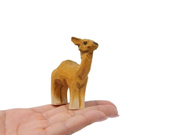 Camel Figurine Statue Decor Small Animal Sculpture Art Wood Carving Miniature