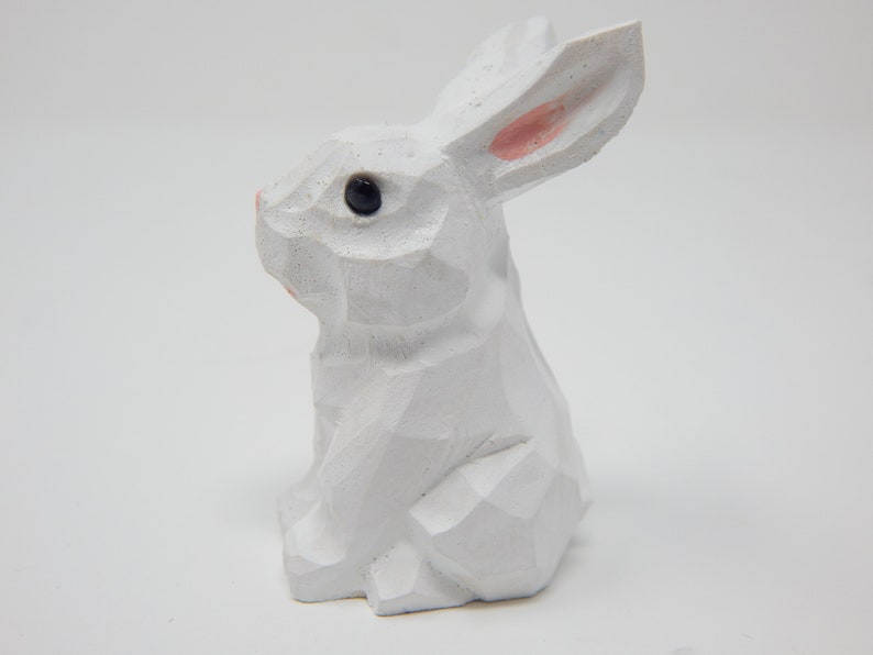 Rabbit, Bunny, Hare Miniature Wooden Figurine Statue Carving Handmade Decor Animals Ornament Small Animals image 3