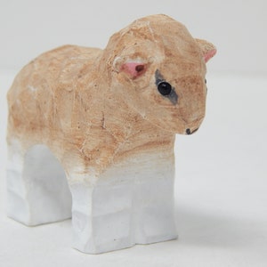 Sheep Little Lamb Farm Wood Figurine Baby Goat Ewe Domestic Miniature Barn Small Animal Toy Hand Carve Home Decor Folk Ornament Minifigure image 2