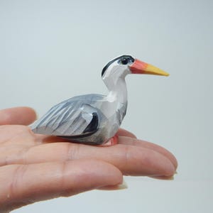Stork Crane Heron Figurine Statue Baby Shower Decor Art Miniature Wood Carving Sculpture Small Animal