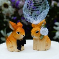 Personalized Bunny Cake Topper Set, Edible Fondant Rabbit Decoration ...