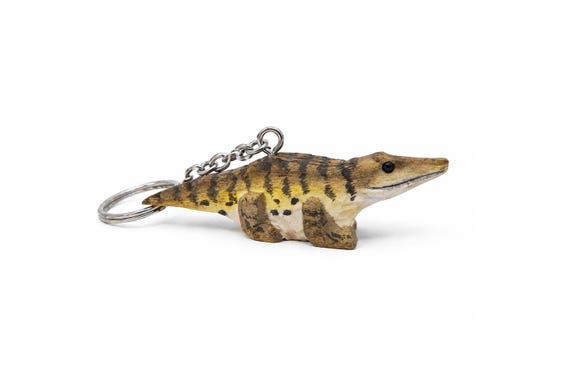 Alligator Wooden Keychain | Hand-carved Crocodile Animal Charm - Etsy