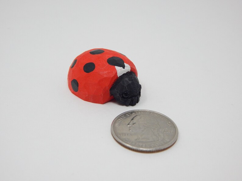 Lady Bug Figurine Statue Red Beetle Patio Miniature Garden Lawn Yard Home Decor Art zdjęcie 2