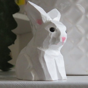 Rabbit, Bunny, Hare Miniature Wooden Figurine Statue Carving Handmade Decor Animals Ornament Small Animals image 2