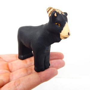 Goat Figurine Statue Decor Small Barn Farm Animal Sculpture Art Wood Carving