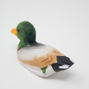 Mallard Duck Wooden Figurine | Hand-Carved Bird Rustic Decor Gift