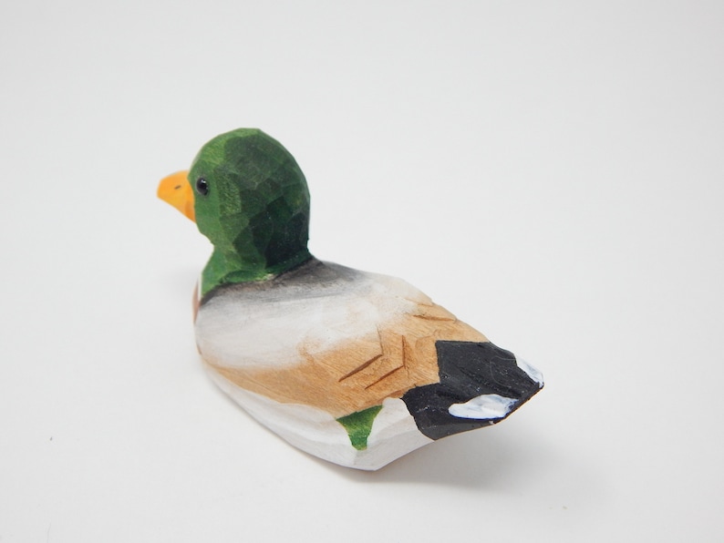 Mallard Duck Wooden Figurine | Hand-Carved Bird Rustic Decor Gift