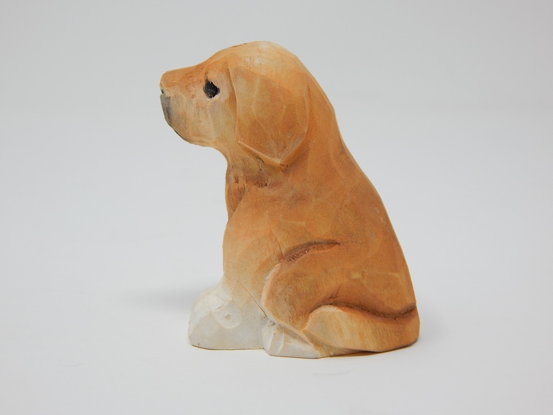 Labrador Retriever Dog Puppy Figurine Miniature 2 Inch Wooden Carving Handmade Home Decor Small Animal Garden Statue Toy Pet Loss Memorial image 4