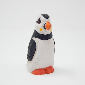 Puffin sea bird wood carving