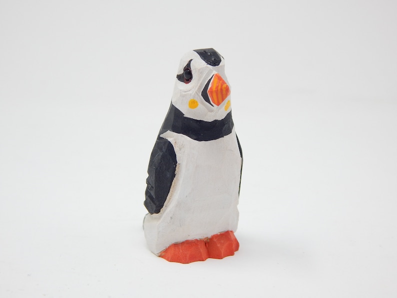 Puffin sea bird wood carving