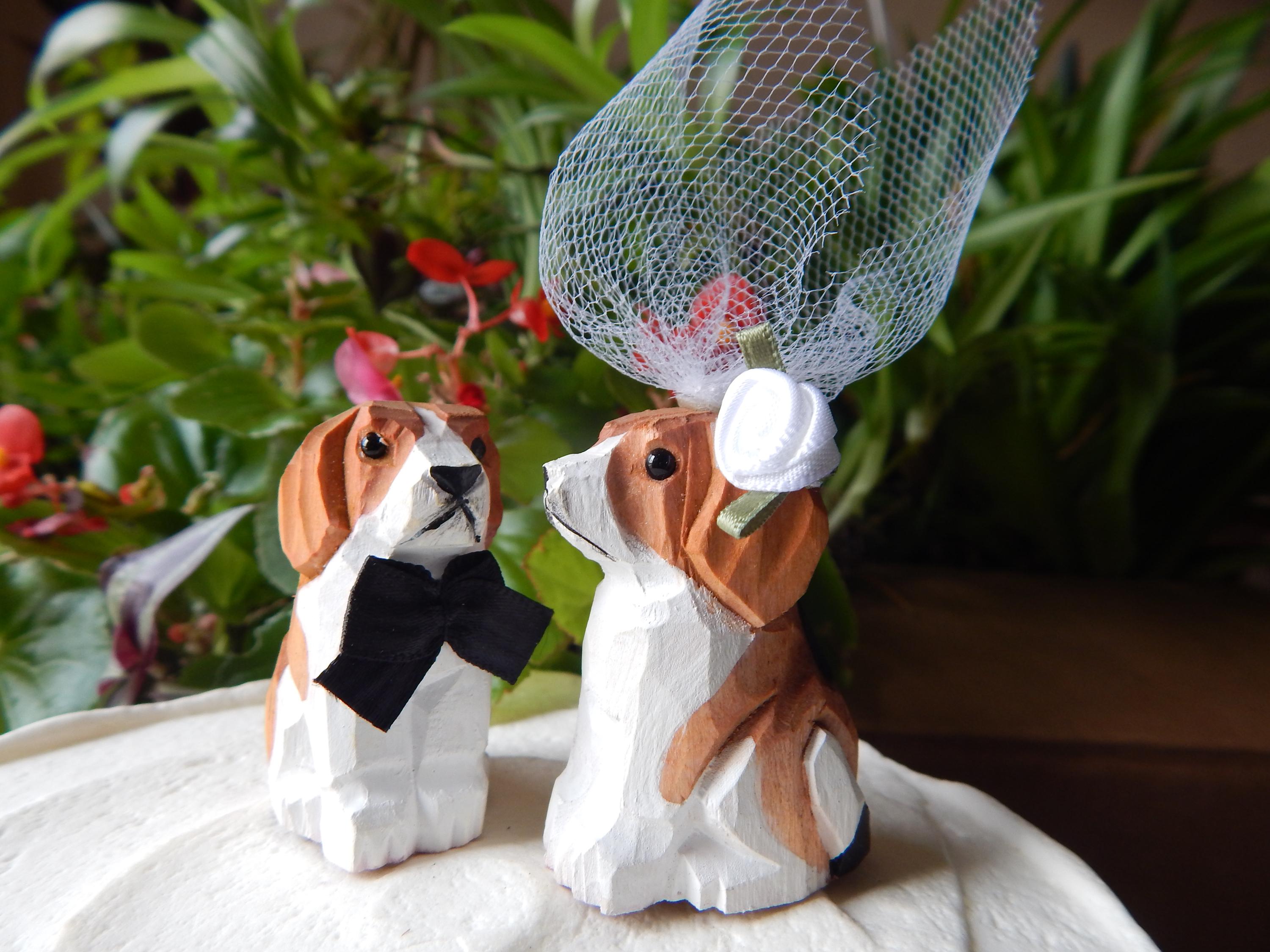 Beagle Dog Figurine Cake Topper Bride & Groom Love Wedding Engagement ...
