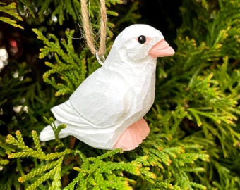 White Dove Wood Ornament Figurine Bird Statue Sculpture  Décor Miniature Art Carve Small Animal