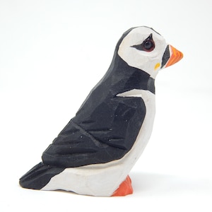 Puffin sea bird wood carving