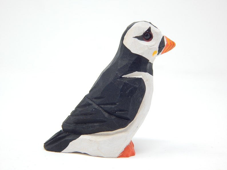 Puffin sea bird wood carving