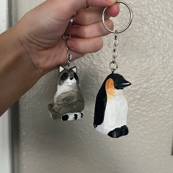 Fatto a Mano Legno Portachiavi Pappagallo Uccello Zuchtvogel Colorato Ciondolo