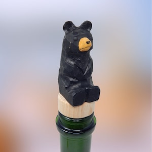 Black Bear Wine Stopper Handmade Reusable Bottle Plug Saver Cap Sealer Decorative Accessory Forest