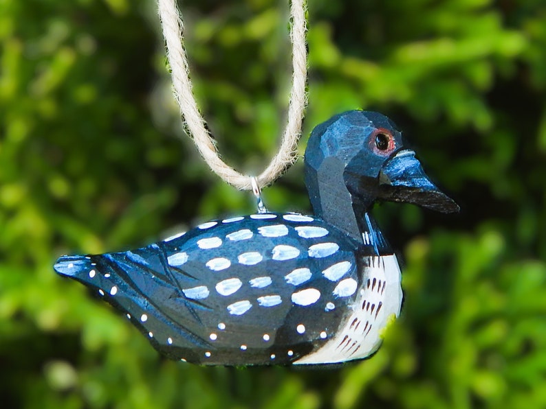 Common Loon Wooden Ornament | Hand-Carved Duck Bird Rustic Decor