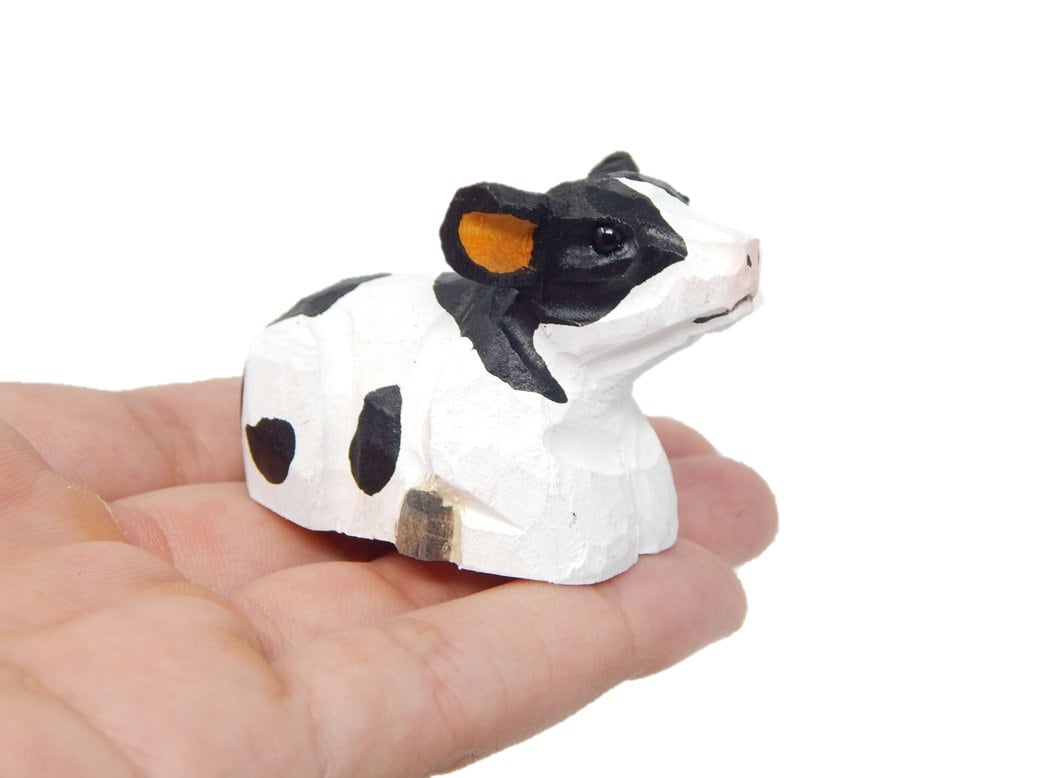 Small Glass Cow Figurine Sculpture Funny handmade Cute Homedecor Murano Art Gifts Miniature Blown cows Collectible Puppy Toys Lampwork Boro 