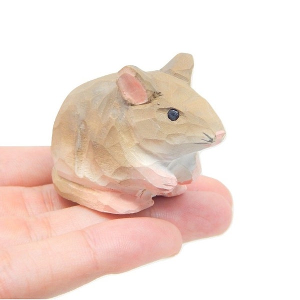 Souris - Figurine en bois Field House Rat Pet Mice Miniature Handmade Critter Rongeur Art Sculpté Petits Animaux à Collectionner