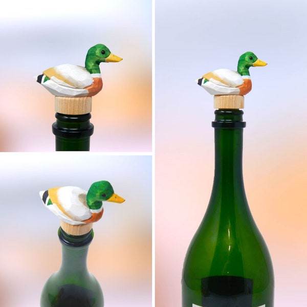 Bouchon de vin de canard colvert, bouchon de bouteille réutilisable fait main, scellant pour bouchon de protection, accessoire décoratif