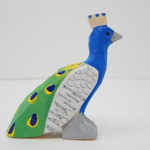 peacock wood figurine