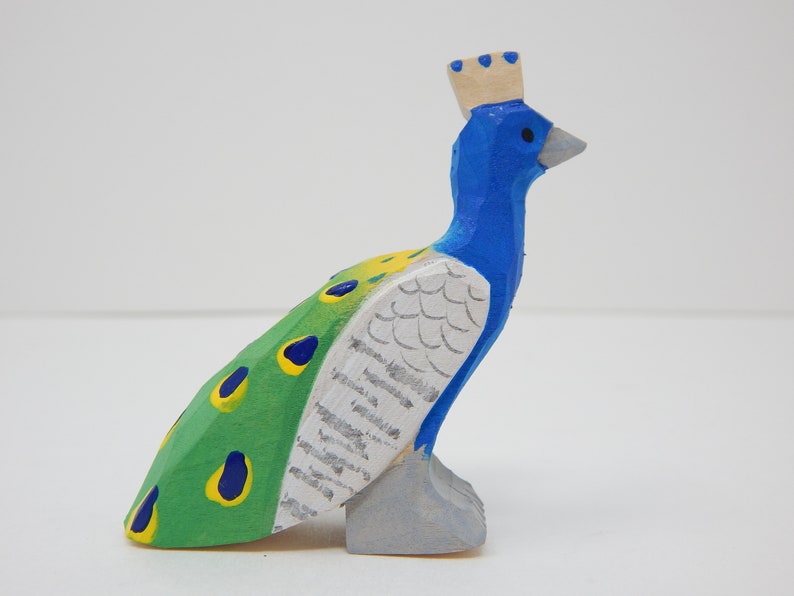 peacock wood figurine