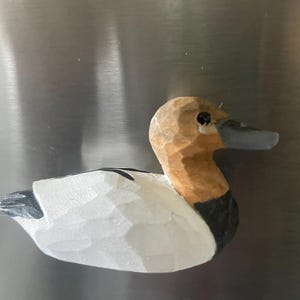 Canvasback Wooden Duck Fridge Magnet – Hand Carved Miniature Wood Duck Refrigerator Décor