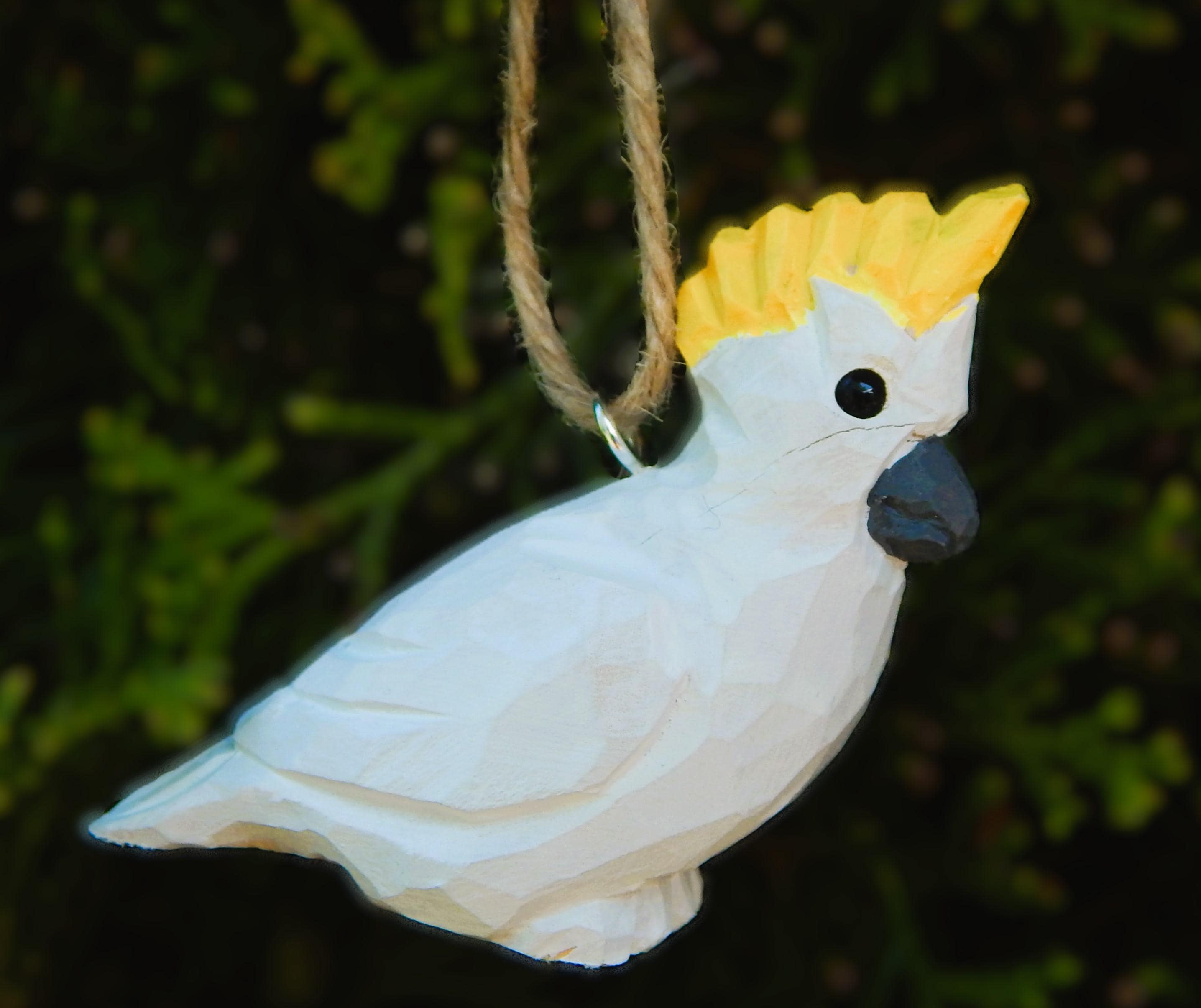 Cockatoo Ornament Handmade Wooden Hanging Cockatoo Bird