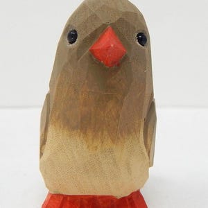 Female Cardinal Wooden Figurine | Hand-Carved Bird Rustic Decor Gift