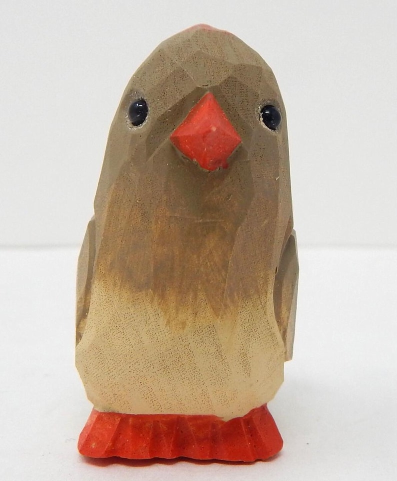 Female Cardinal Wooden Figurine | Hand-Carved Bird Rustic Decor Gift