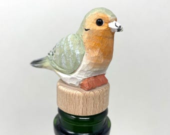 Tapón de vino artesanal con forma de paloma de luto – Tapón rústico reutilizable para botellas