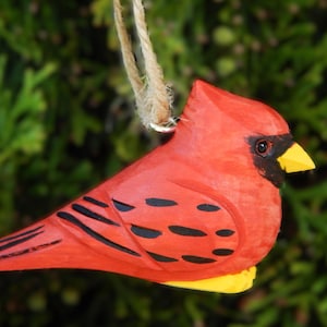 Kardinal Holz Ornament hängende rote Vogel Figur geschnitzte Dekoration