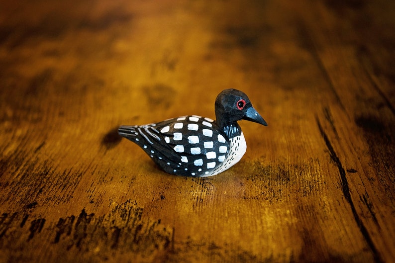 Common Loon Wooden Figurine | Hand Carved Duck Bird Sculpture