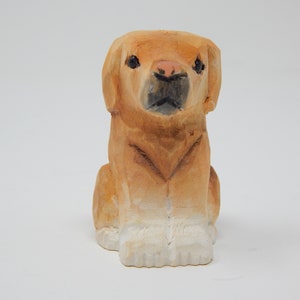 Labrador Retriever Dog Puppy Figurine Miniature 2 Inch Wooden Carving Handmade Home Decor Small Animal Garden Statue Toy Pet Loss Memorial image 3