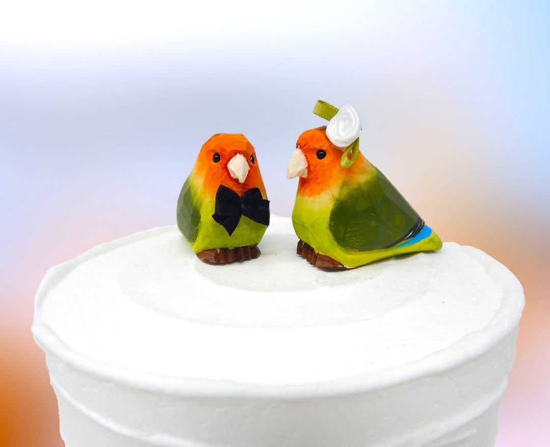 Lovebird Cake Topper Bride & Groom Bird Wedding Engagement Anniversary