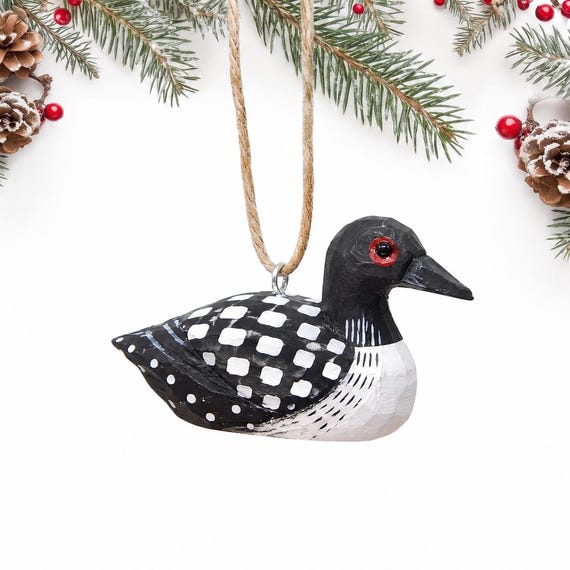 Common Loon  Ornament | Hand-Carved Wooden Duck Bird Rustic Decor