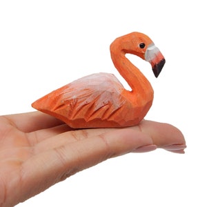 Rosa Flamingo Figur Statue Dekor kleine Garten Rasen Ornament Holz schnitzen