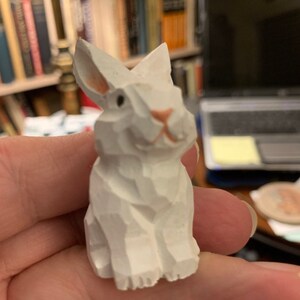 Rabbit, Bunny, Hare Miniature Wooden Figurine Statue Carving Handmade Decor Animals Ornament Small Animals image 4