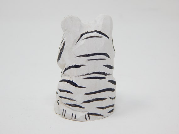 Handmade White Tiger Wood Ornament: Miniature Animal Figurine - Etsy
