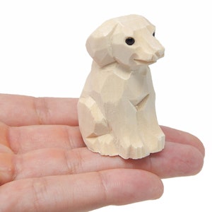 Dog Puppy Small Unfinished DIY Wood Figurine House Pet, Blank Craft, Hand Carved, Decoration, Miniature Animals image 1