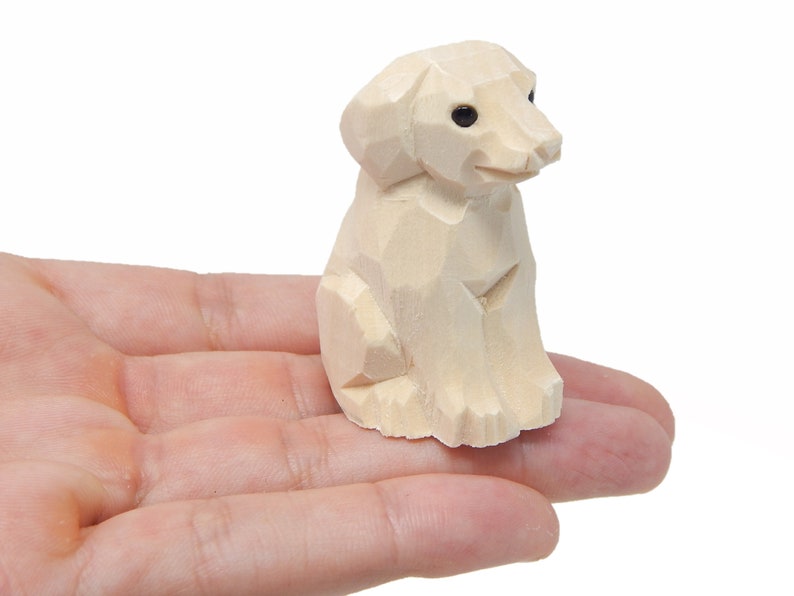 Dog Puppy Small Unfinished DIY Wood Figurine House Pet, Blank Craft, Hand Carved, Decoration, Miniature Animals image 1