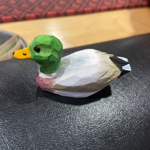Mallard Duck Wooden Figurine | Hand-Carved Bird Rustic Decor Gift