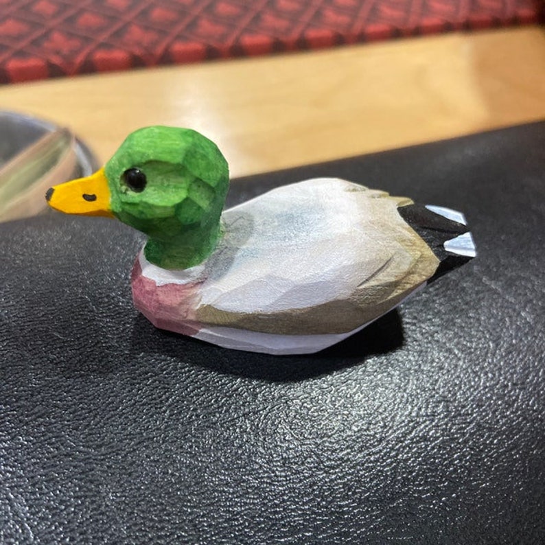 Mallard Duck Wooden Figurine | Hand-Carved Bird Rustic Decor Gift