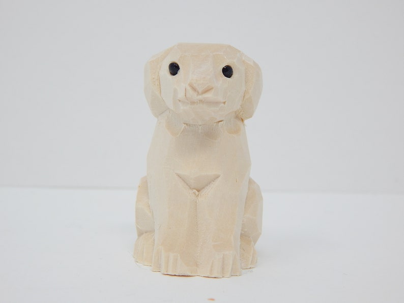 Dog Puppy Small Unfinished DIY Wood Figurine House Pet, Blank Craft, Hand Carved, Decoration, Miniature Animals image 4