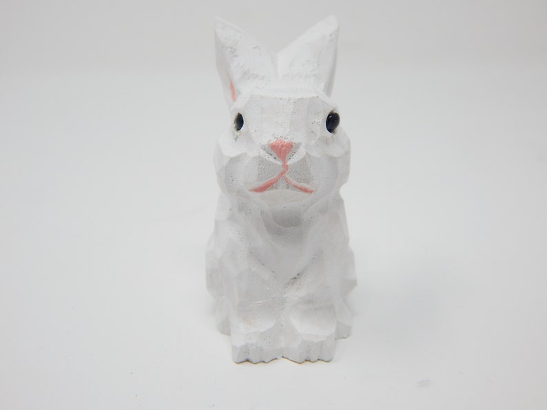 Rabbit, Bunny, Hare Miniature Wooden Figurine Statue Carving Handmade Decor Animals Ornament Small Animals image 6