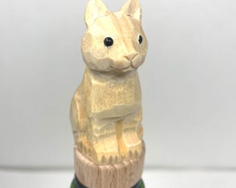 Tapón de vino artesanal hecho a mano con diseño de gato – Tapón de madera reutilizable para botellas de vino, decoración rústica para bar