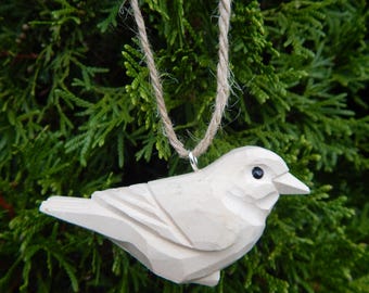 DIY Unfinished Wooden Bird Ornament | Hand Carved Rustic Decor