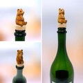 Handmade Brown Bear Wine Stopper – Rustic Reusable Bottle Plug